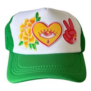 Trucker Hat with Embroidered Patches